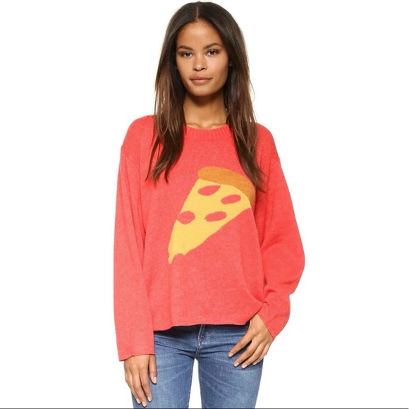 NWT Wildfox Pizza My Heart Sweater in Marinara Red